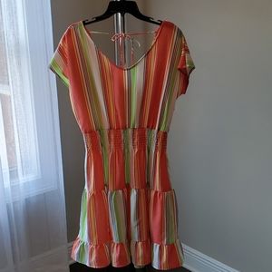 Oddy Striped Tiered Ruffle Hem Dress - Size L